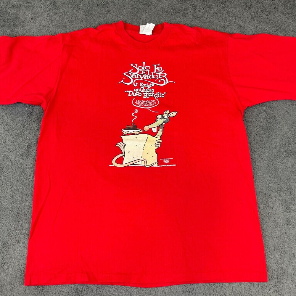 Vintage 90s T-Shirt Herbert Aguilar Men's Size XL Red Solo En El Salvador Queso
